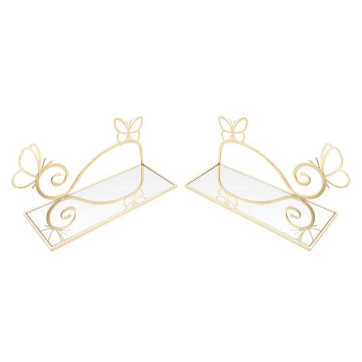 Paris Prix Lot de 2 Tables de Chevet Murales  Butterfly  41cm Or