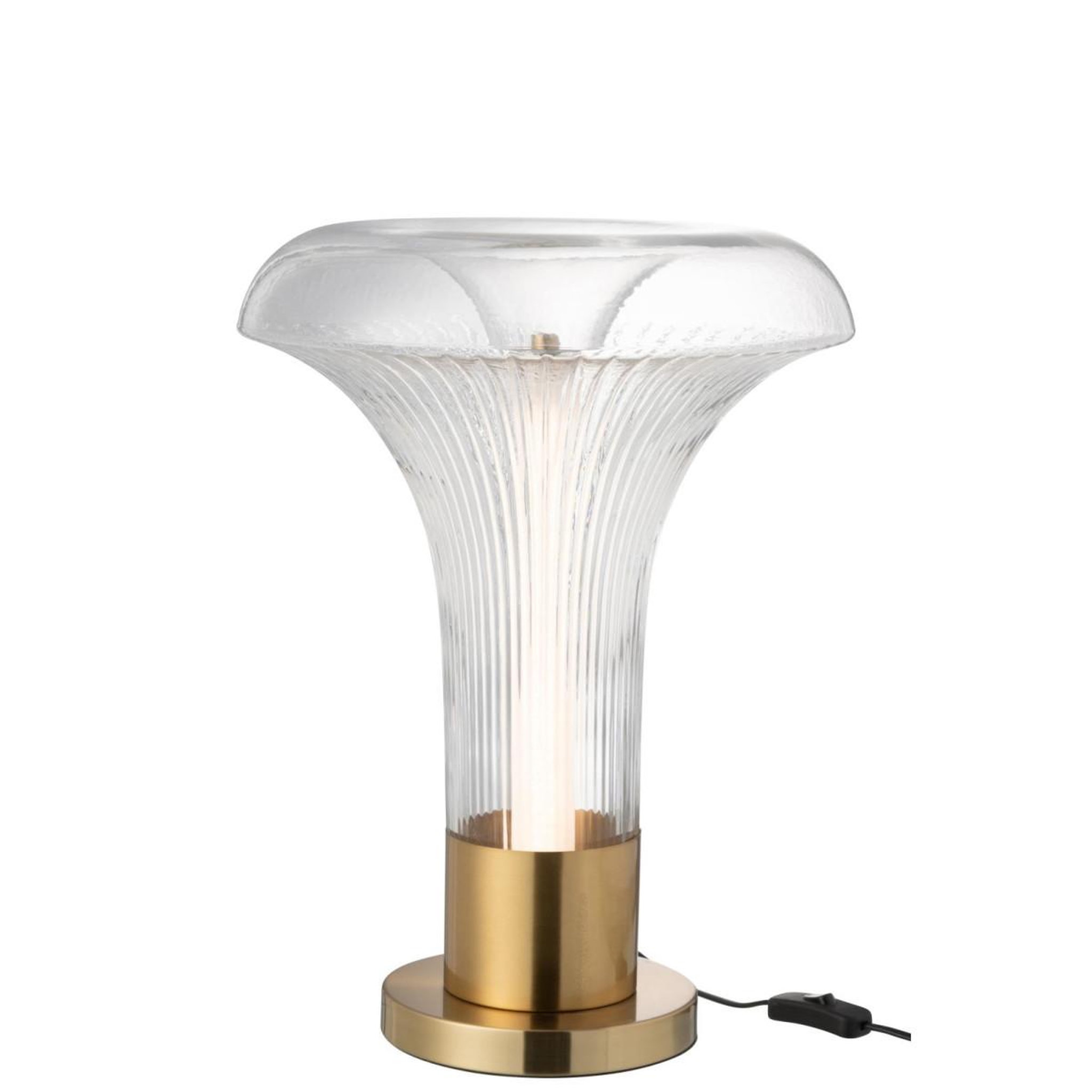 Voir la diapositive 2 : J-LINE Lampe à poser en verre  vito  55cm transparent & or