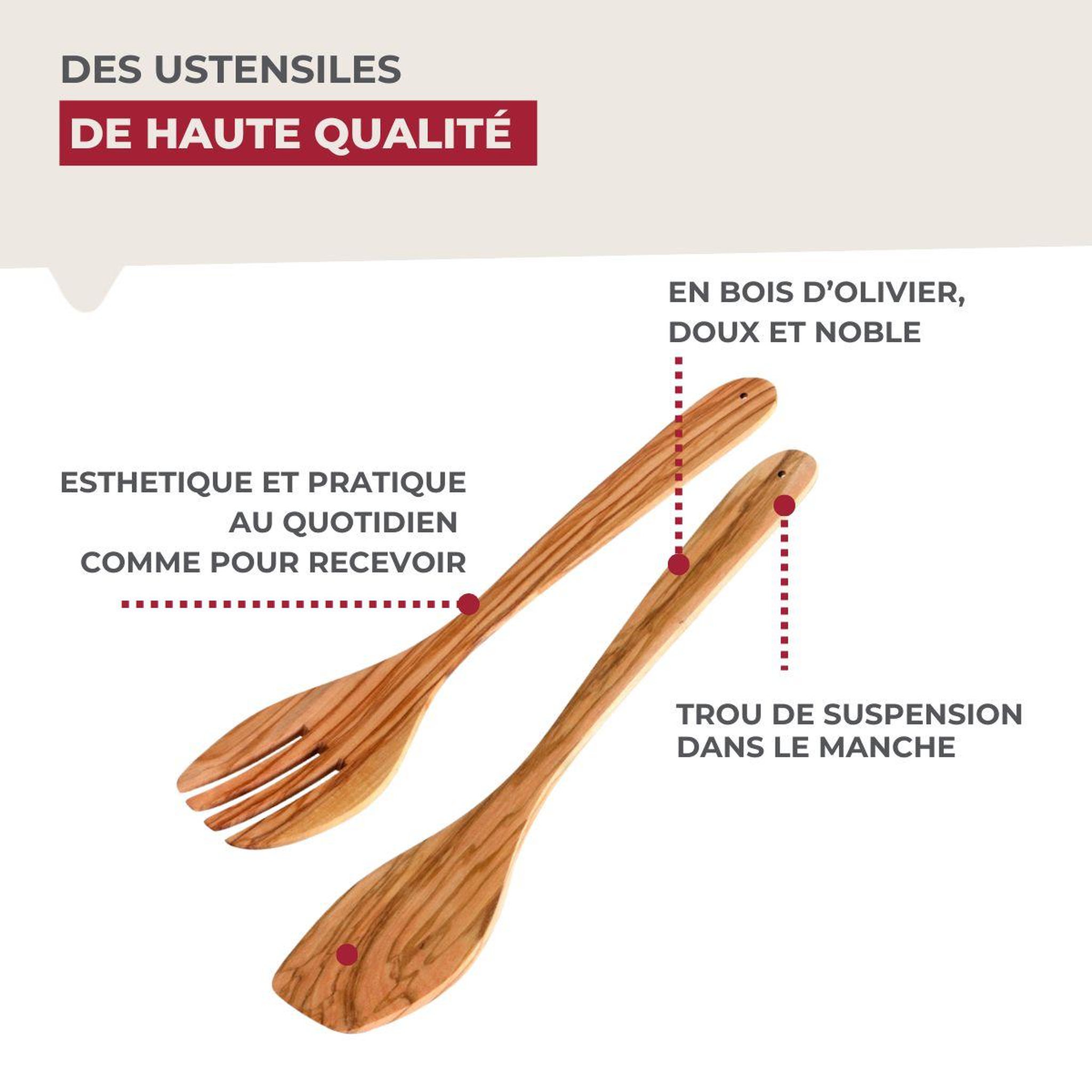 Voir la diapositive 4 : Fackelmann Couverts à salade fackelmann édition bois d'olivier