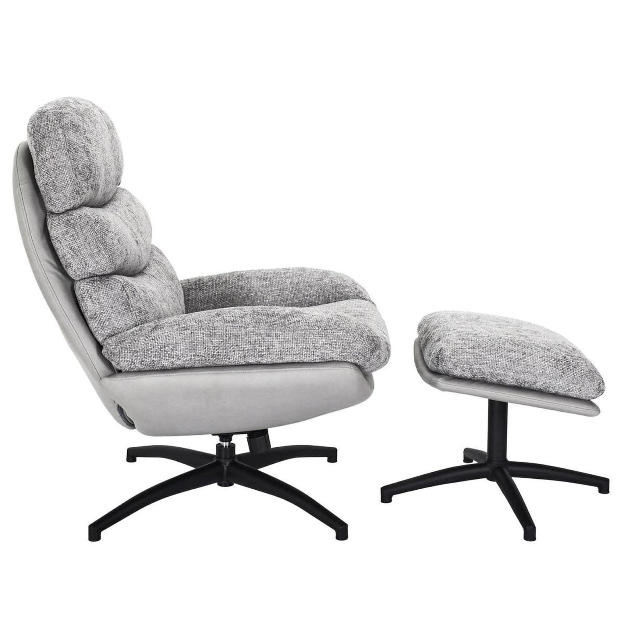 Voir la diapositive 2 : The Home Deco Factory Fauteuil avec pouf  william  99cm gris