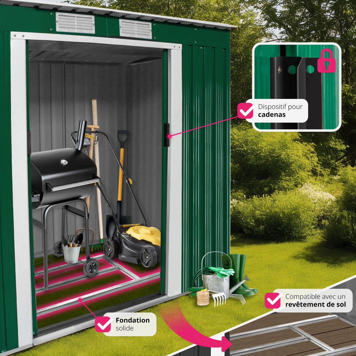 tectake Abri de jardin métal 2,7 m² toiture monopente En acier