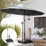 Voir la diapositive 2 : OUTSUNNY Pied de parasol avec poignée ajustable et roulettes - lestage eau sable - dim. 60 x 60 x 100 cm - HDPE noir