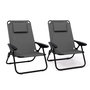 Voir la diapositive 1 : ID MARKET Lot de 2 chaises de plage pliantes - fauteuils de jardin inclinables sac à dos gris anthracite et toile grise