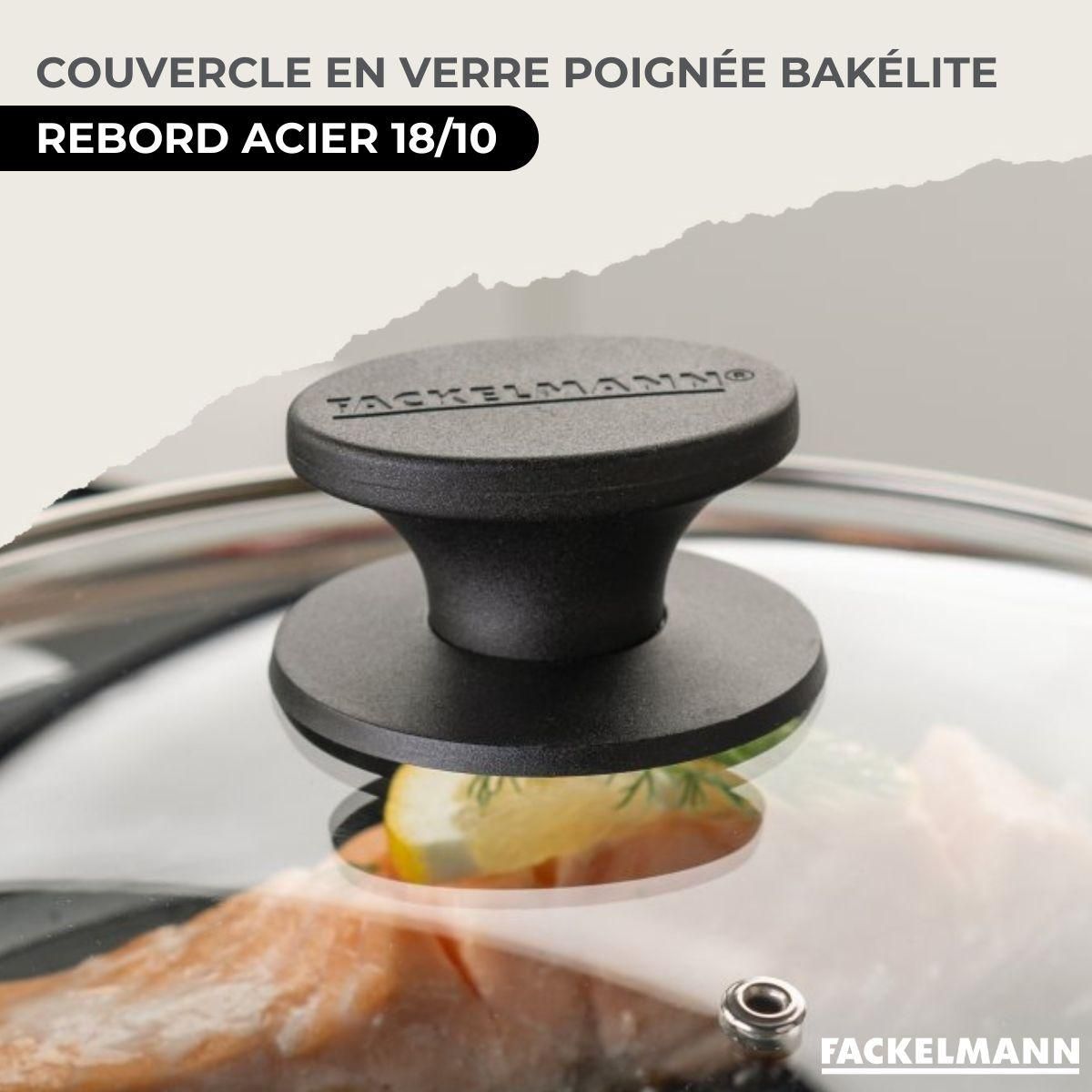 Fackelmann Set 2 poêles 24 et 28 cm en inox, couvercle verre et 6 ustensiles inox Fackelmann Geneva