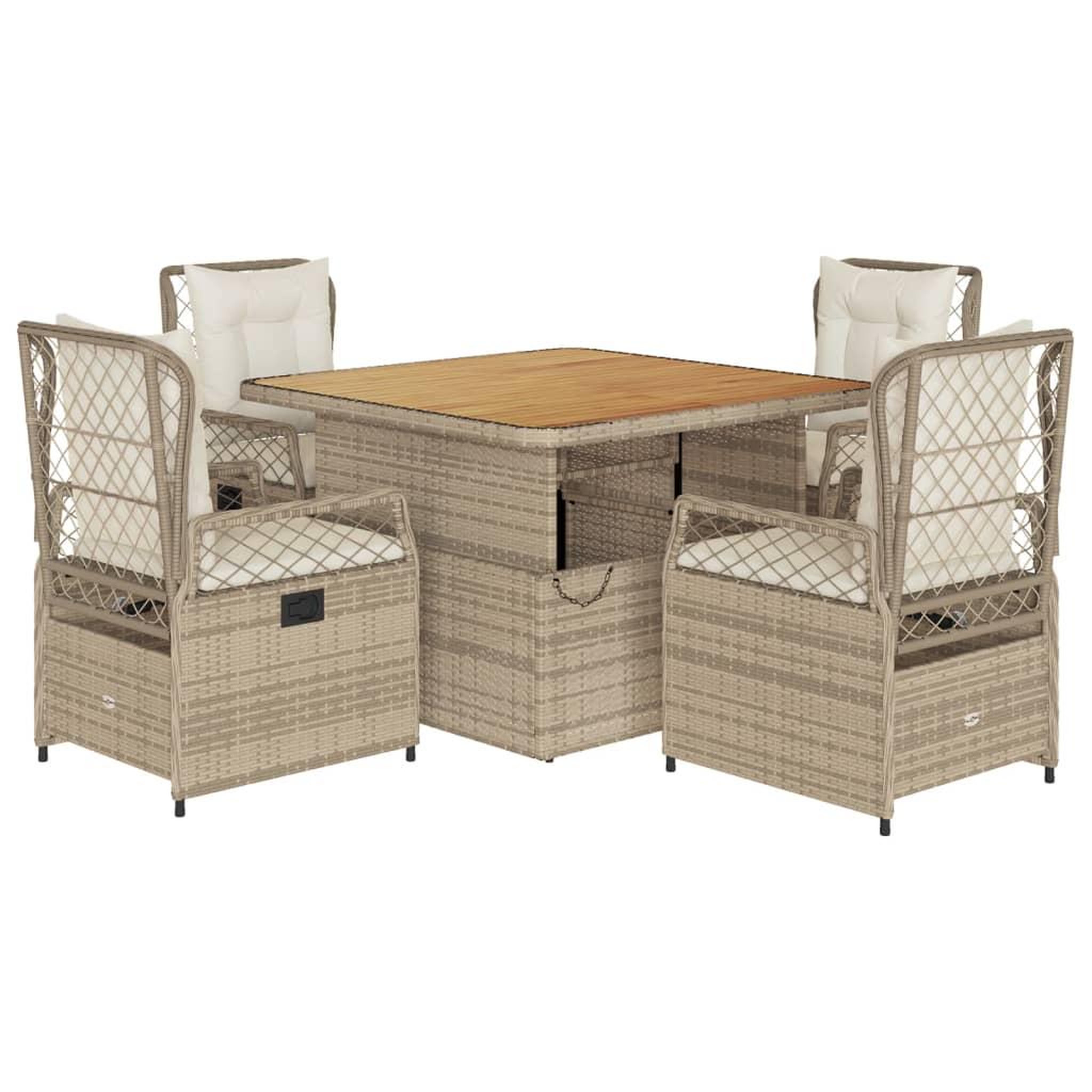 Voir la diapositive 2 : VIDAXL Ensemble a manger de jardin avec coussins 5pcs Beige poly rotin