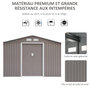 Voir la diapositive 4 : OUTSUNNY Abri de jardin - remise pour outils - cabanon double porte coulissante - fondation incluse - dim. 277L x 191l x 192H cm - tôle d'acier ondulée grise