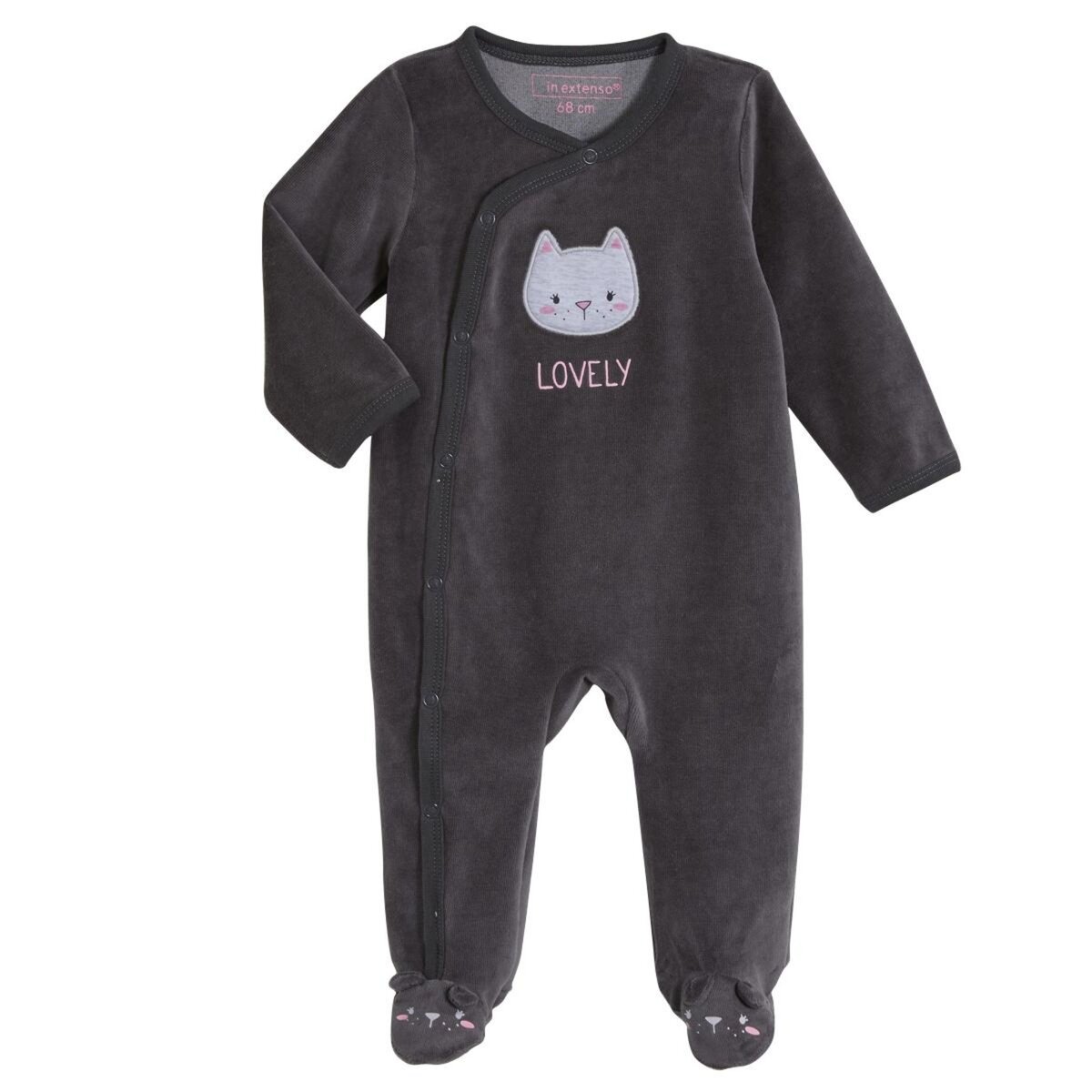 IN EXTENSO Dors bien velours chat bébé fille