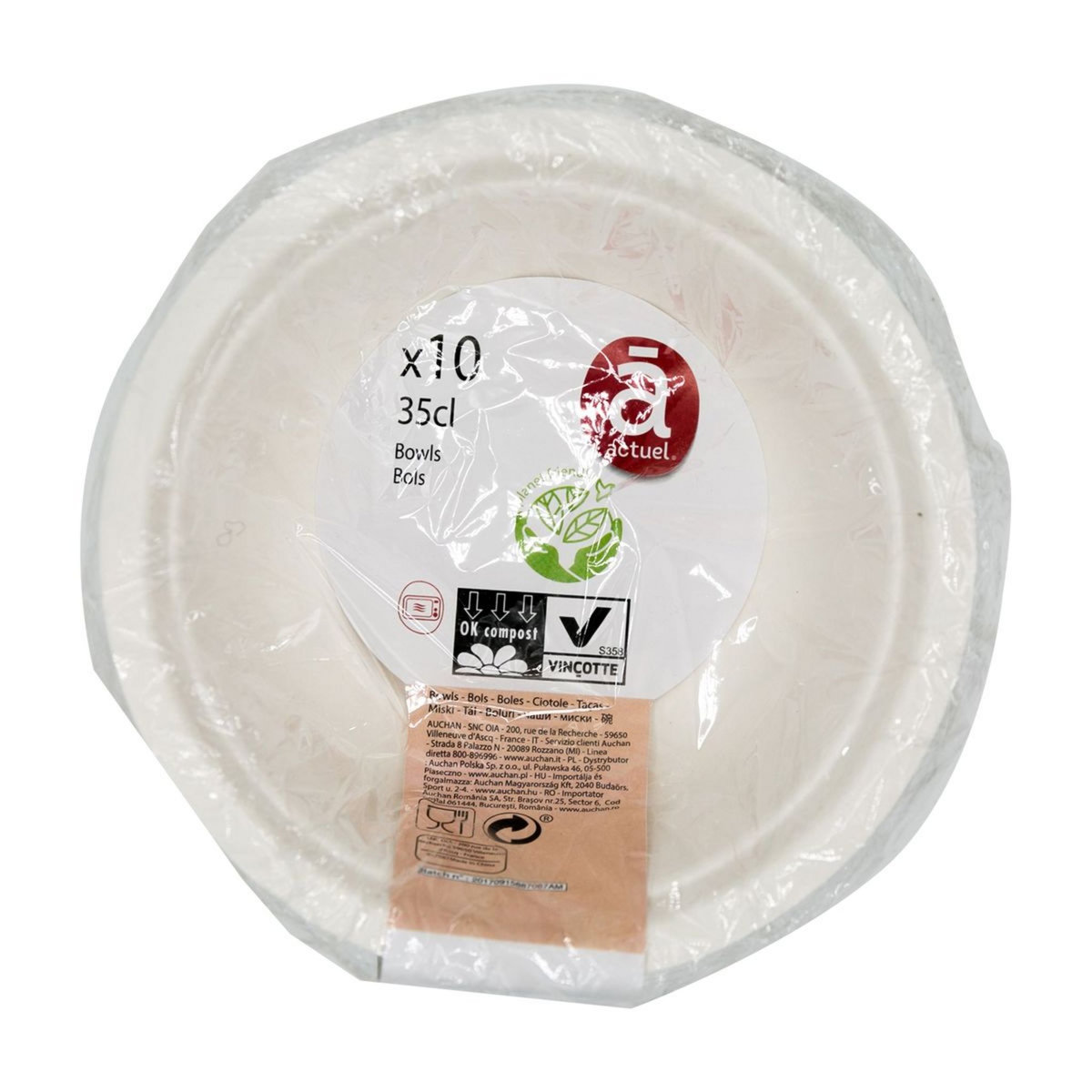 ACTUEL Coupelles en carton blanc compostables 35cl x10 10 pièces