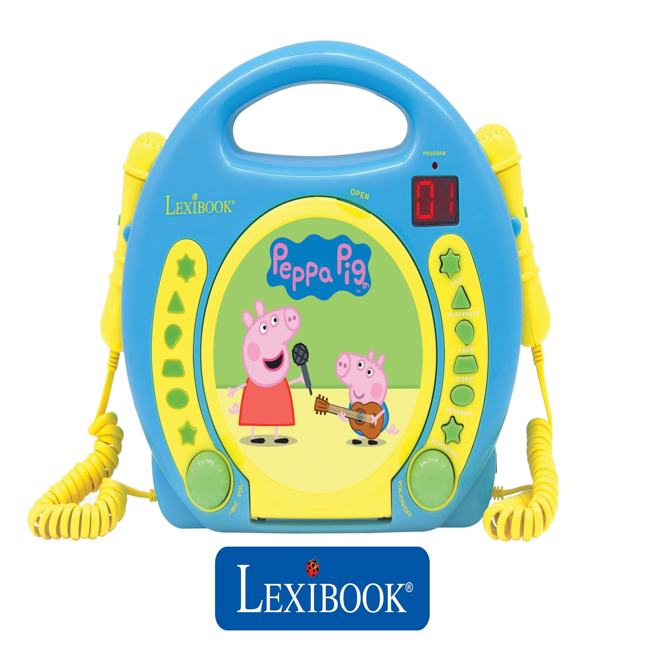 Voir la diapositive 2 : Lexibook Lecteur CD portable avec 2 microphones Peppa Pig