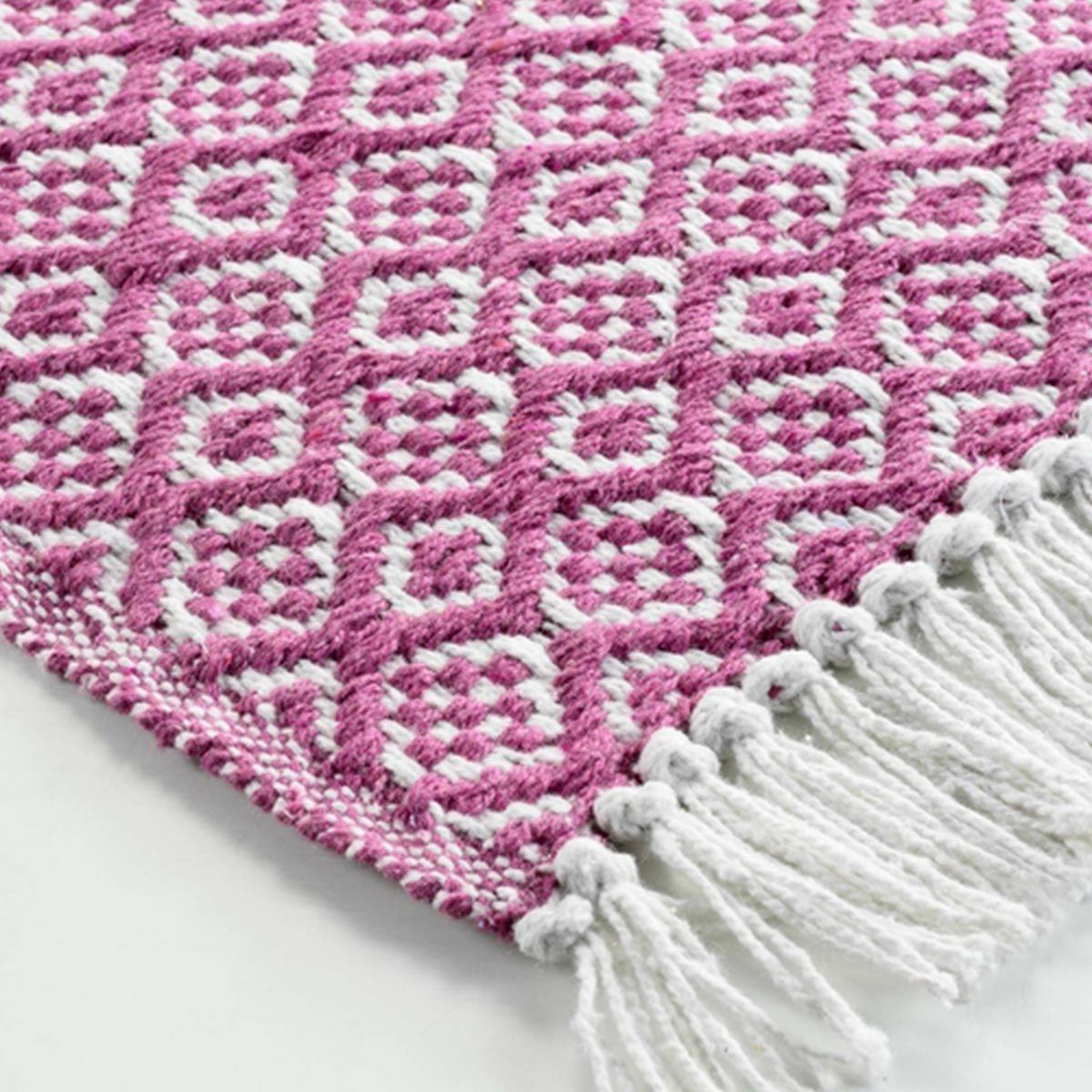 Voir la diapositive 2 : Douceur d'Intérieur Tapis tissé à franges  pithaya  50x80cm rose