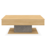 Voir la diapositive 3 : ID MARKET Table basse plateau relevable rectangulaire EDEN bois et effet béton