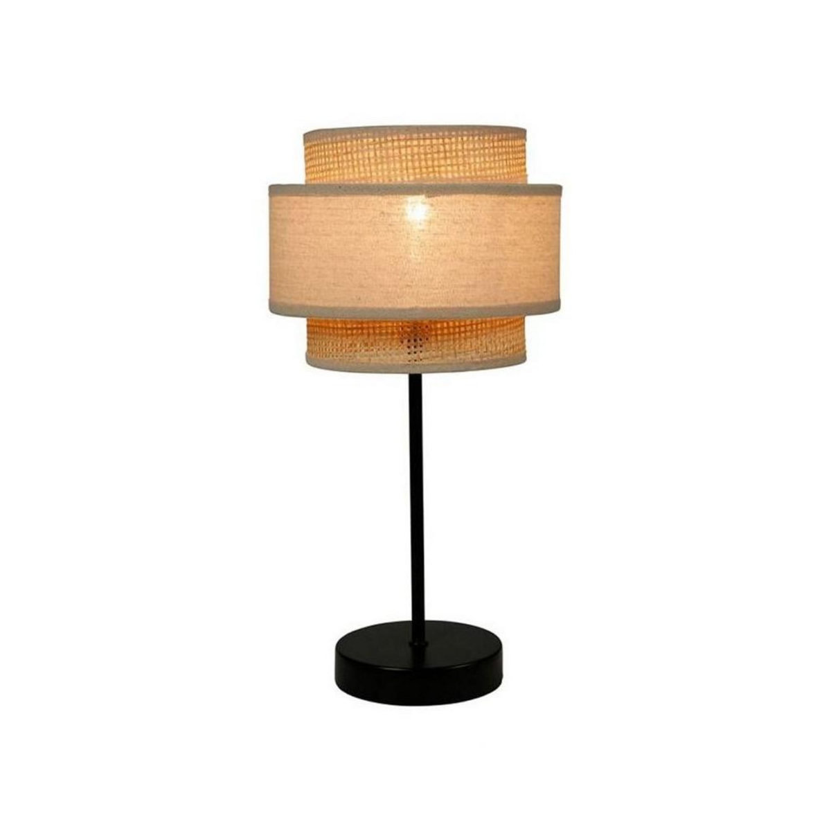OSTARIA Lampe abat-jour papier rotin 3 niveaux beige