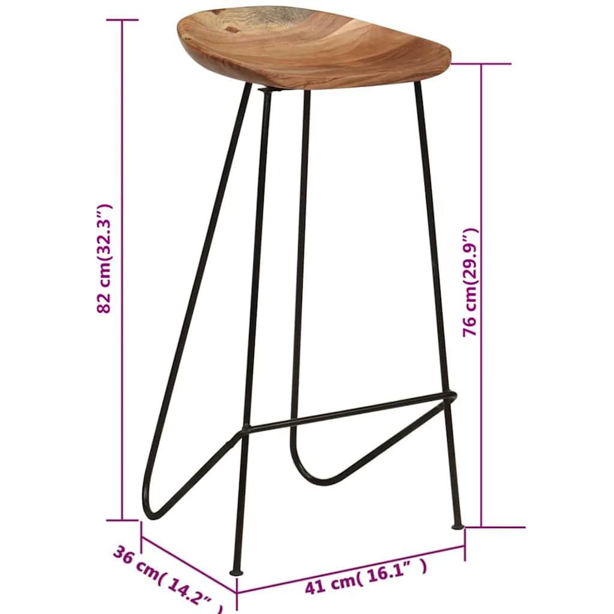 Voir la diapositive 6 : VIDAXL Tabourets de bar lot de 2 bois d'acacia massif
