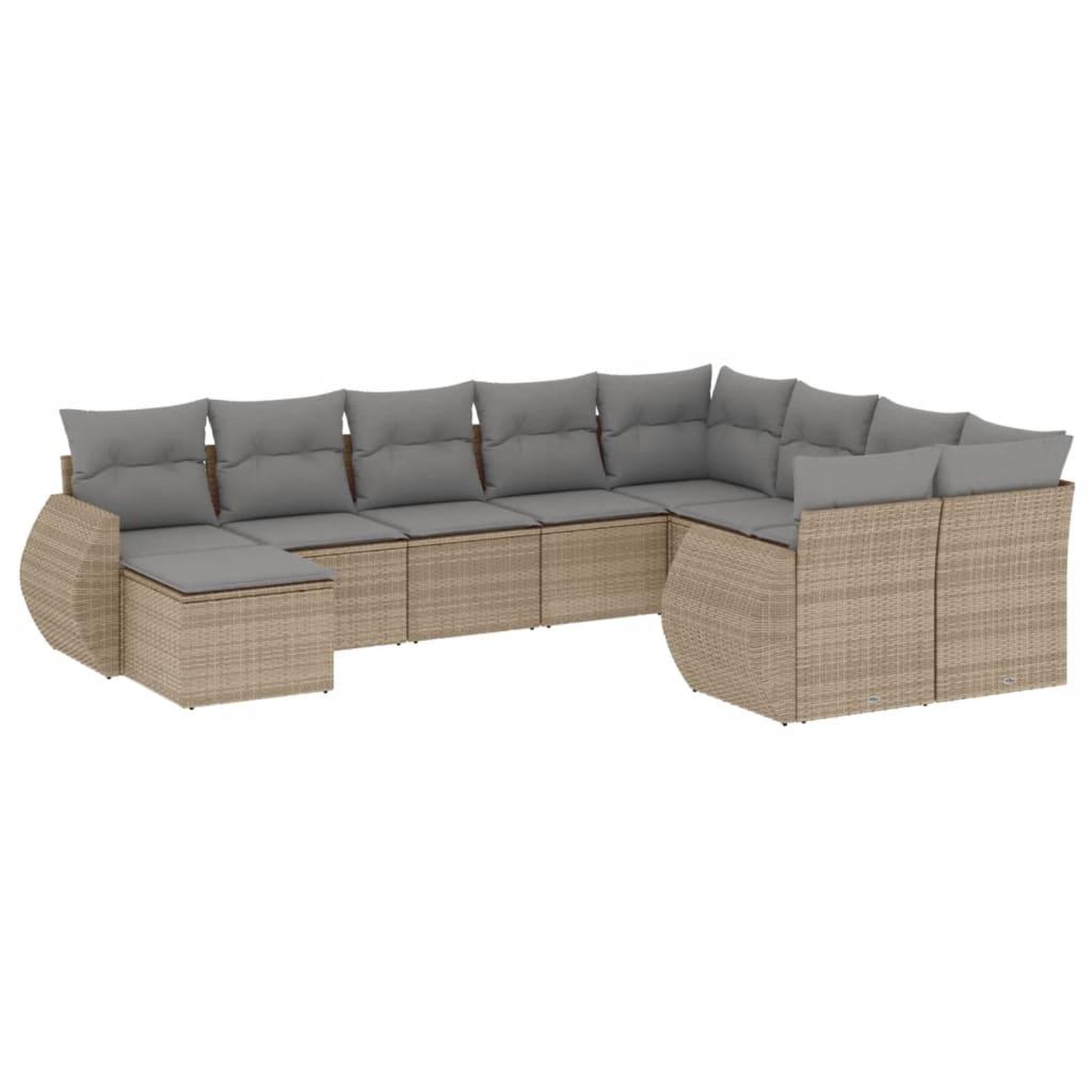 Voir la diapositive 2 : VIDAXL Salon de jardin avec coussins 10 pcs beige resine tressee