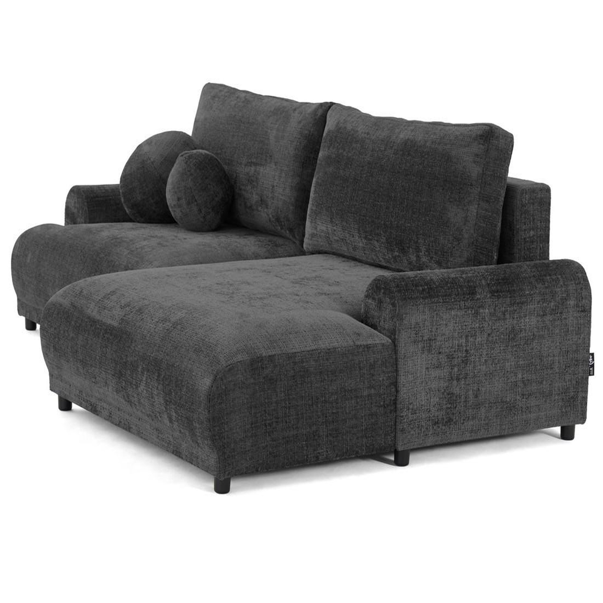 Voir la diapositive 5 : BEST MOBILIER Nelly - canapé d'angle droit 4 places convertible avec coffre en velours texturé