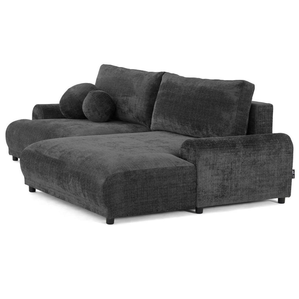 LISA DESIGN Nelly - canapé d'angle droit 4 places convertible avec coffre en velours texturé