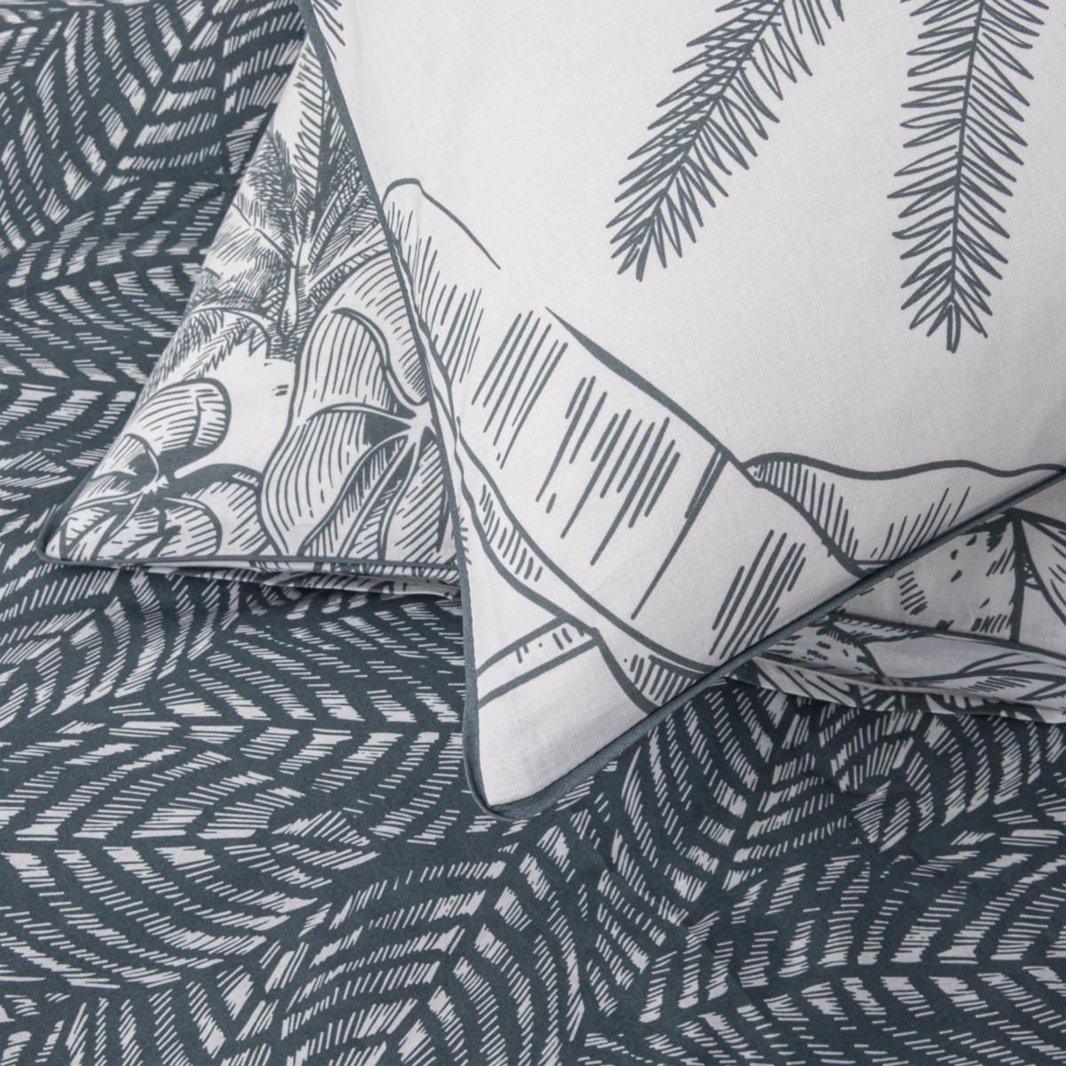 FUTURE HOME Parure de lit 2 personnes végétal réversible en coton