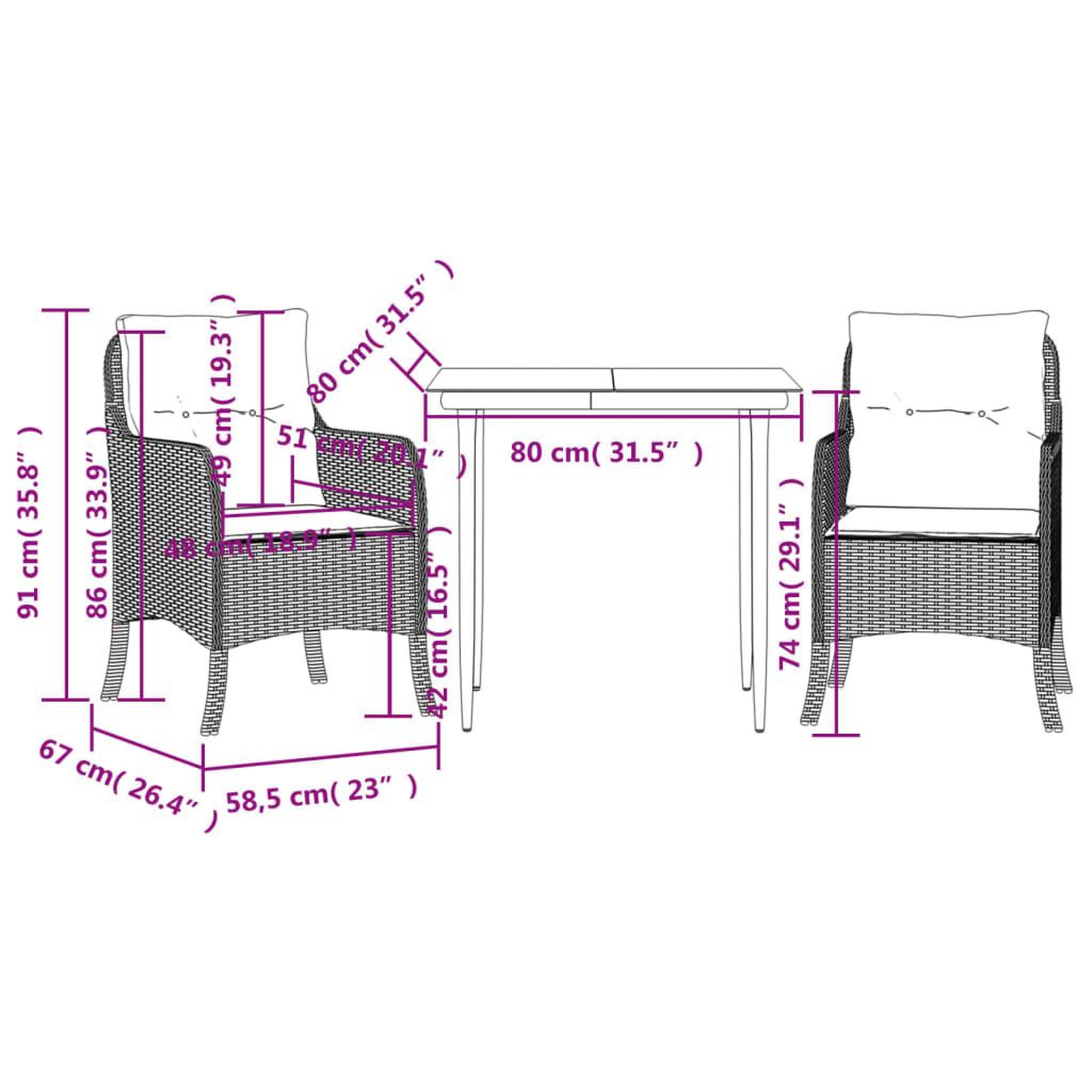 Voir la diapositive 6 : VIDAXL Ensemble a manger de jardin 3 pcs et coussins marron poly rotin