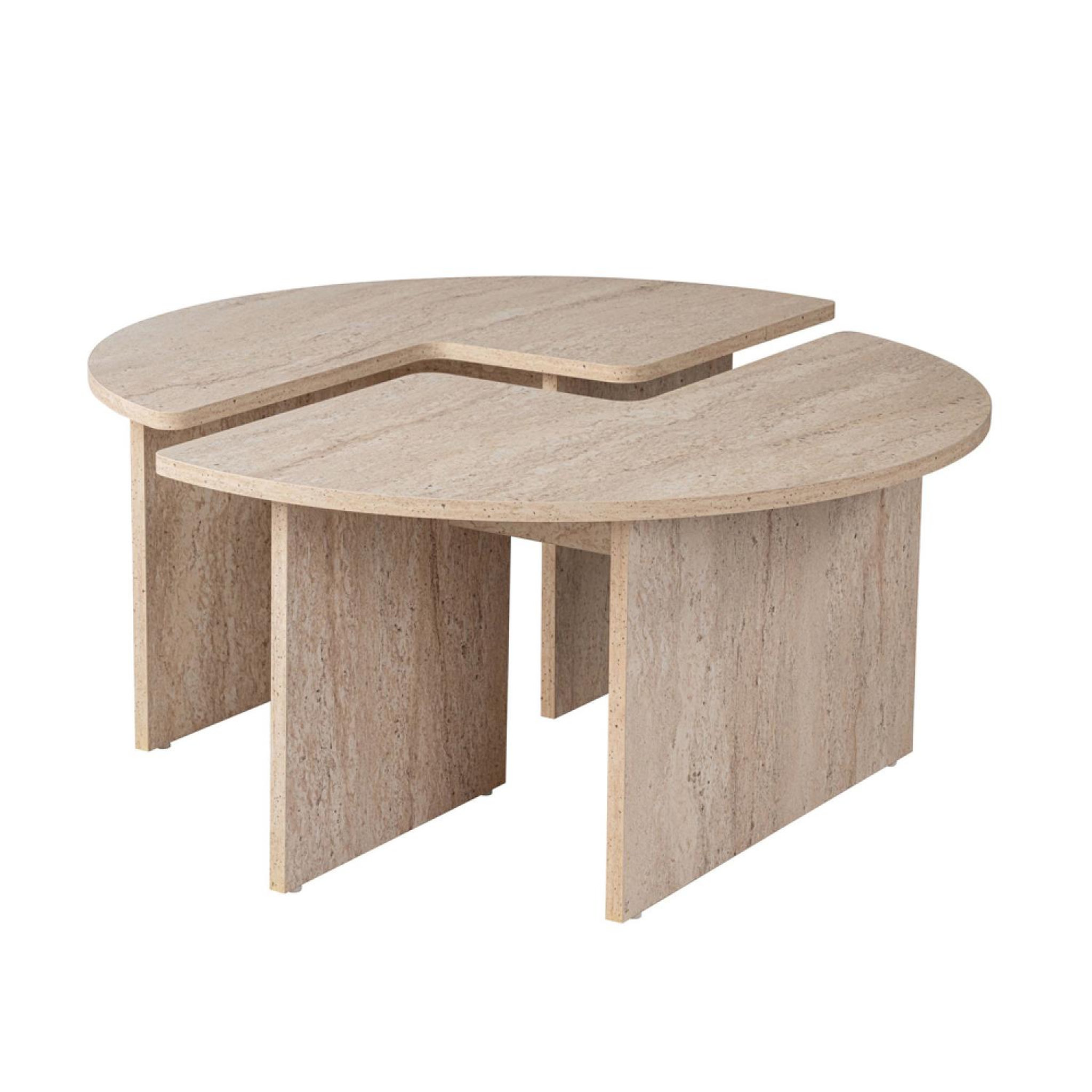 CONCEPT USINE Table basse ronde duo effet travertin 90cm apix
