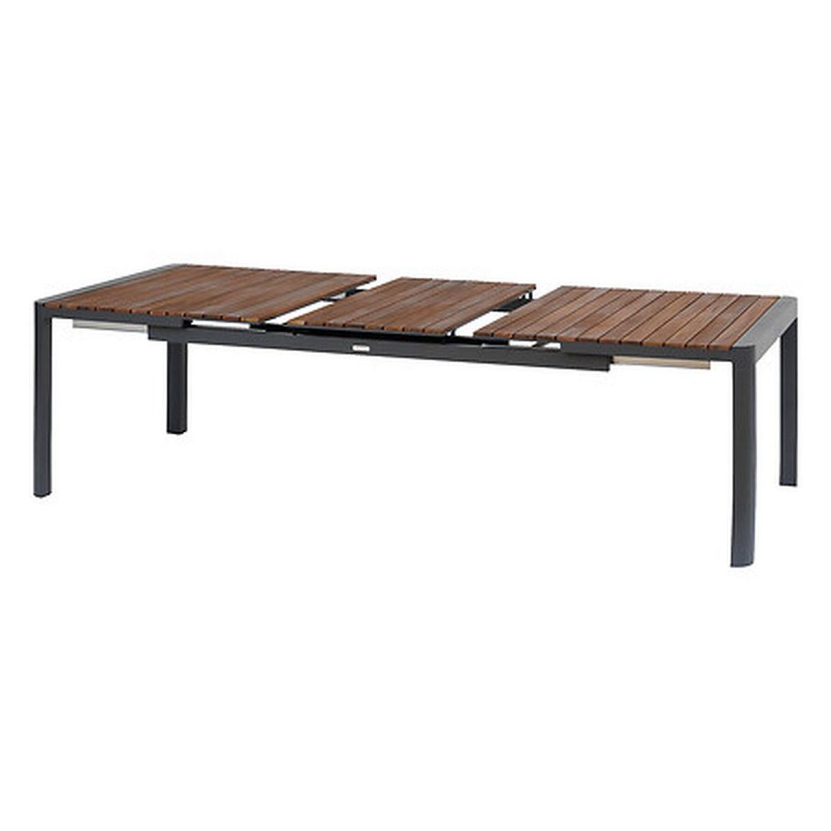 HESPERIDE Table de jardin extensible en aluminium et acacia 12 places PARADIZE - Noyer et graphite