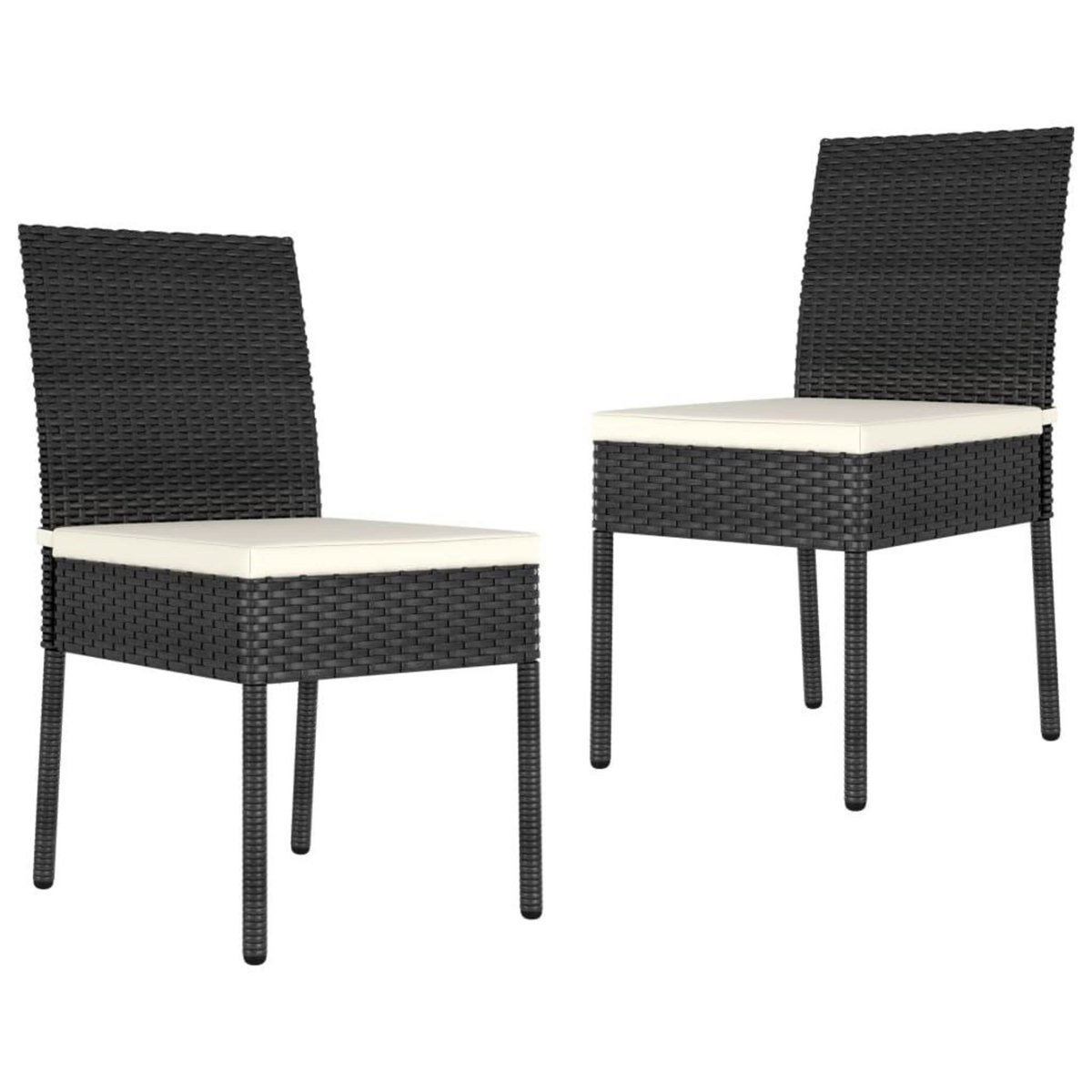VIDAXL Chaises a manger de jardin lot de 2 Resine tressee Noir