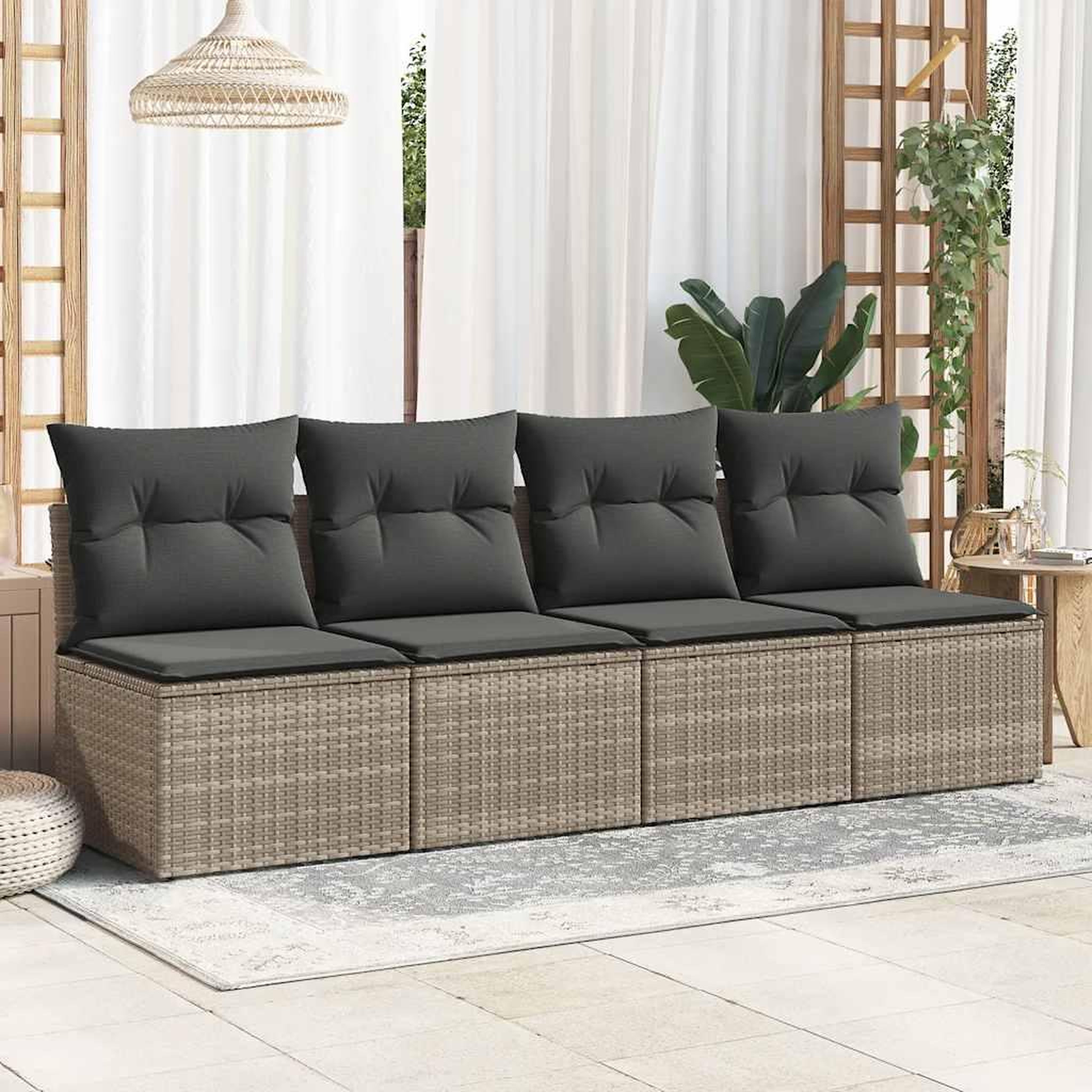 Voir la diapositive 3 : VIDAXL Salon de jardin 2 pcs avec coussins gris resine tressee acacia