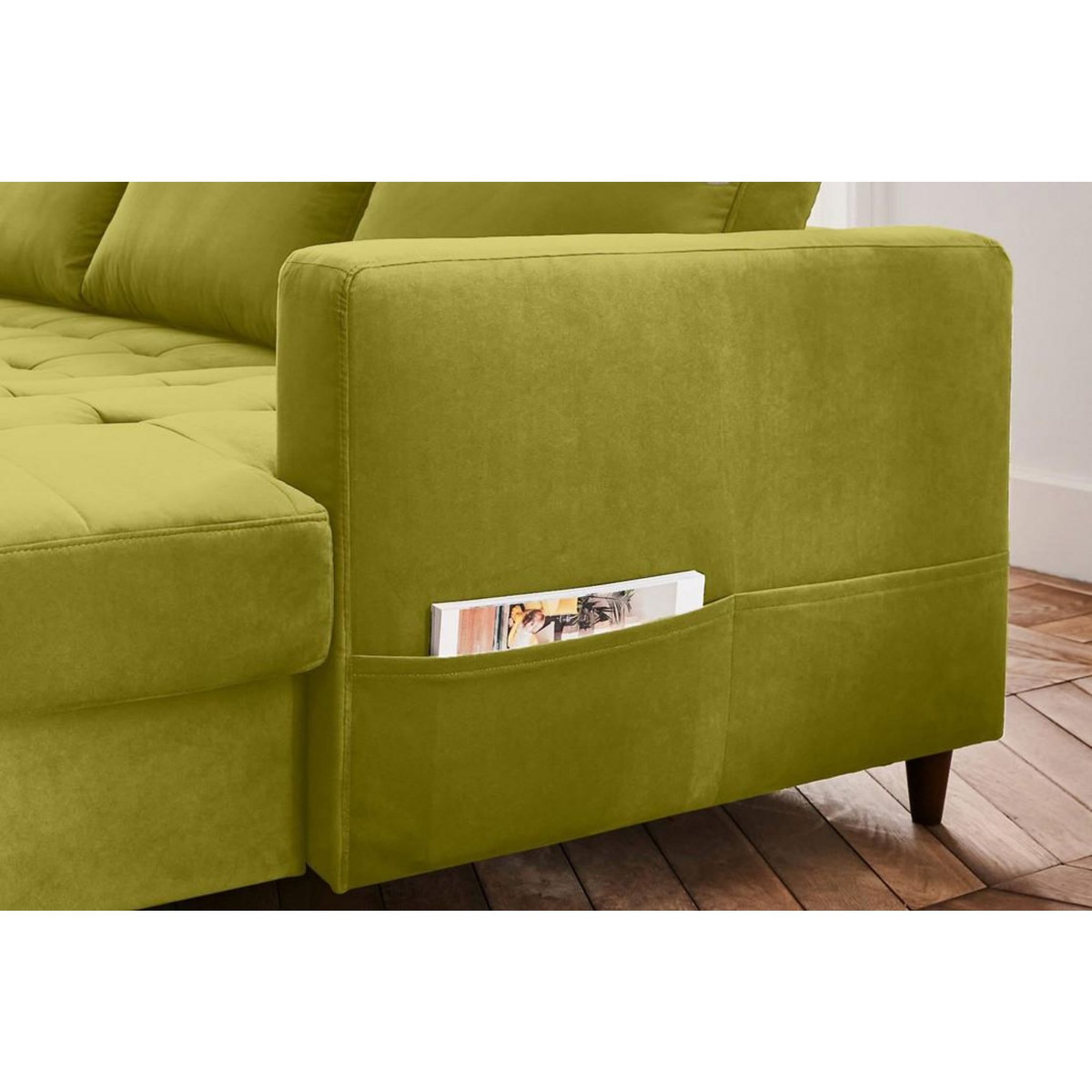 LISA DESIGN Anna - canapé panoramique d'angle gauche - 7 places - convertible avec coffre - en velours