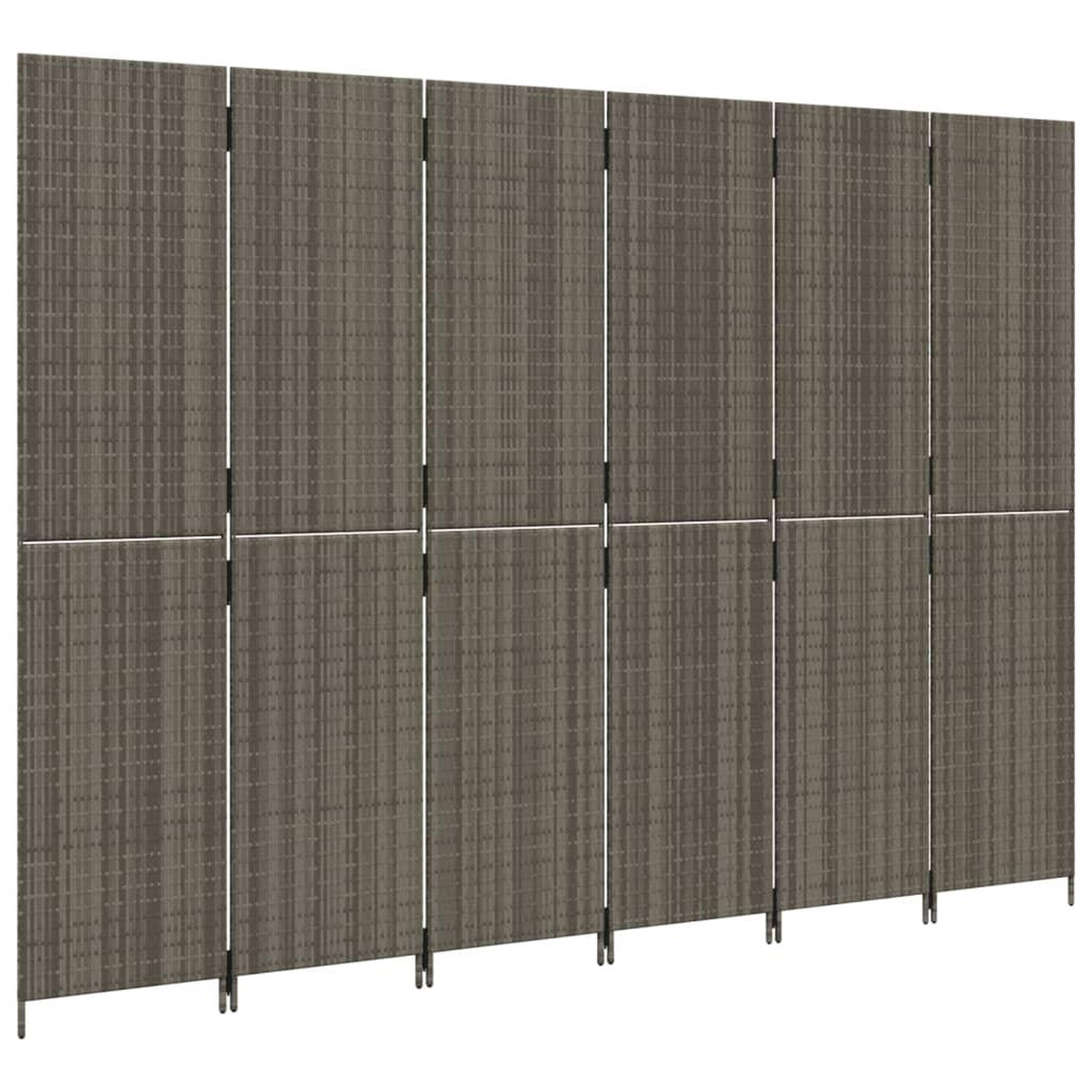 Voir la diapositive 4 : VIDAXL Cloison de separation 6 panneaux gris resine tressee