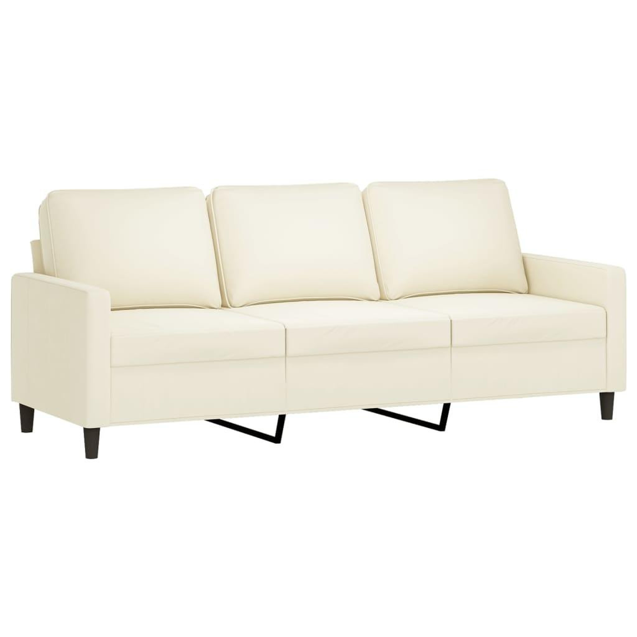 Voir la diapositive 2 : VIDAXL Canape a 3 places Creme 180 cm Velours
