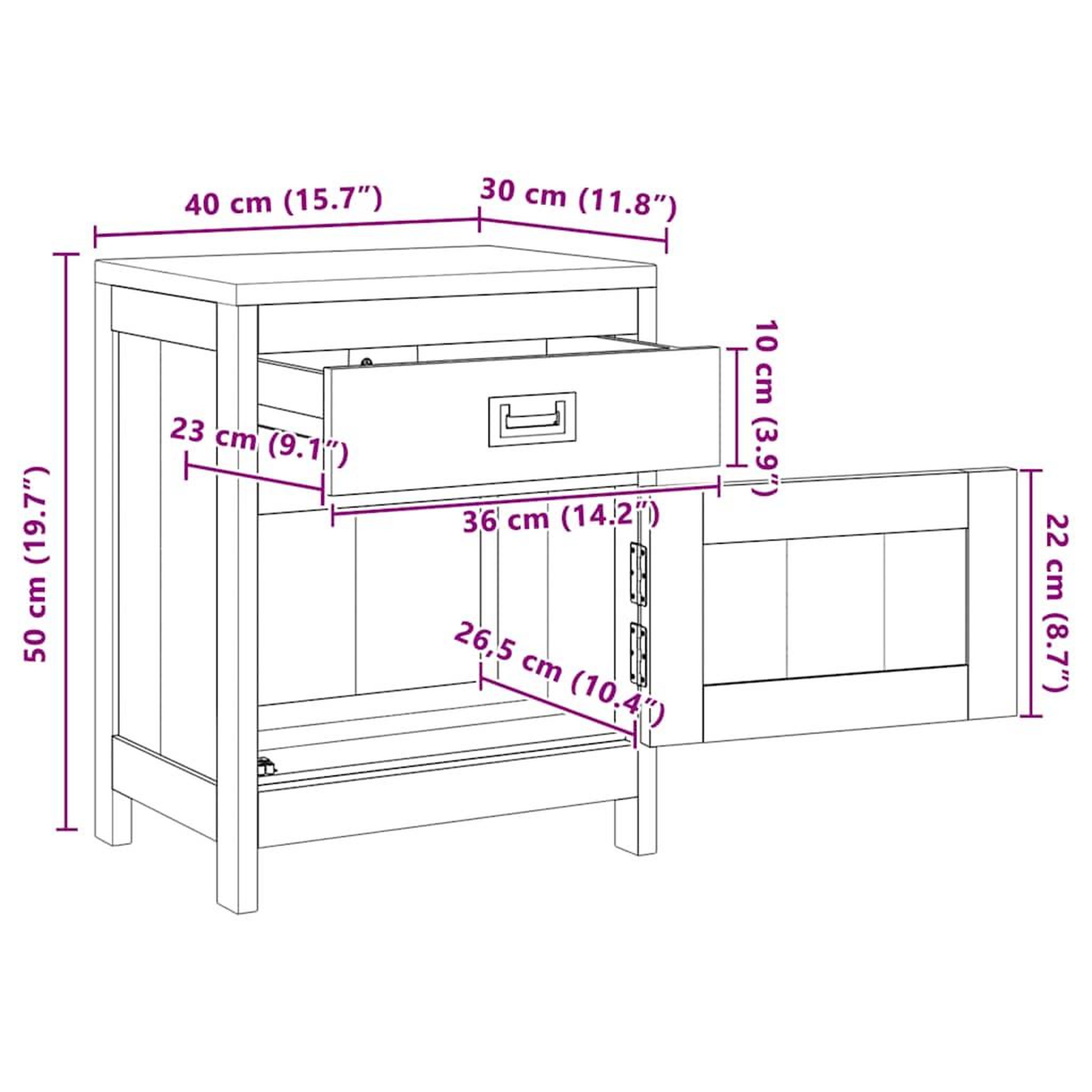 Voir la diapositive 6 : VIDAXL Table de chevet teck massif 40x30x50 cm