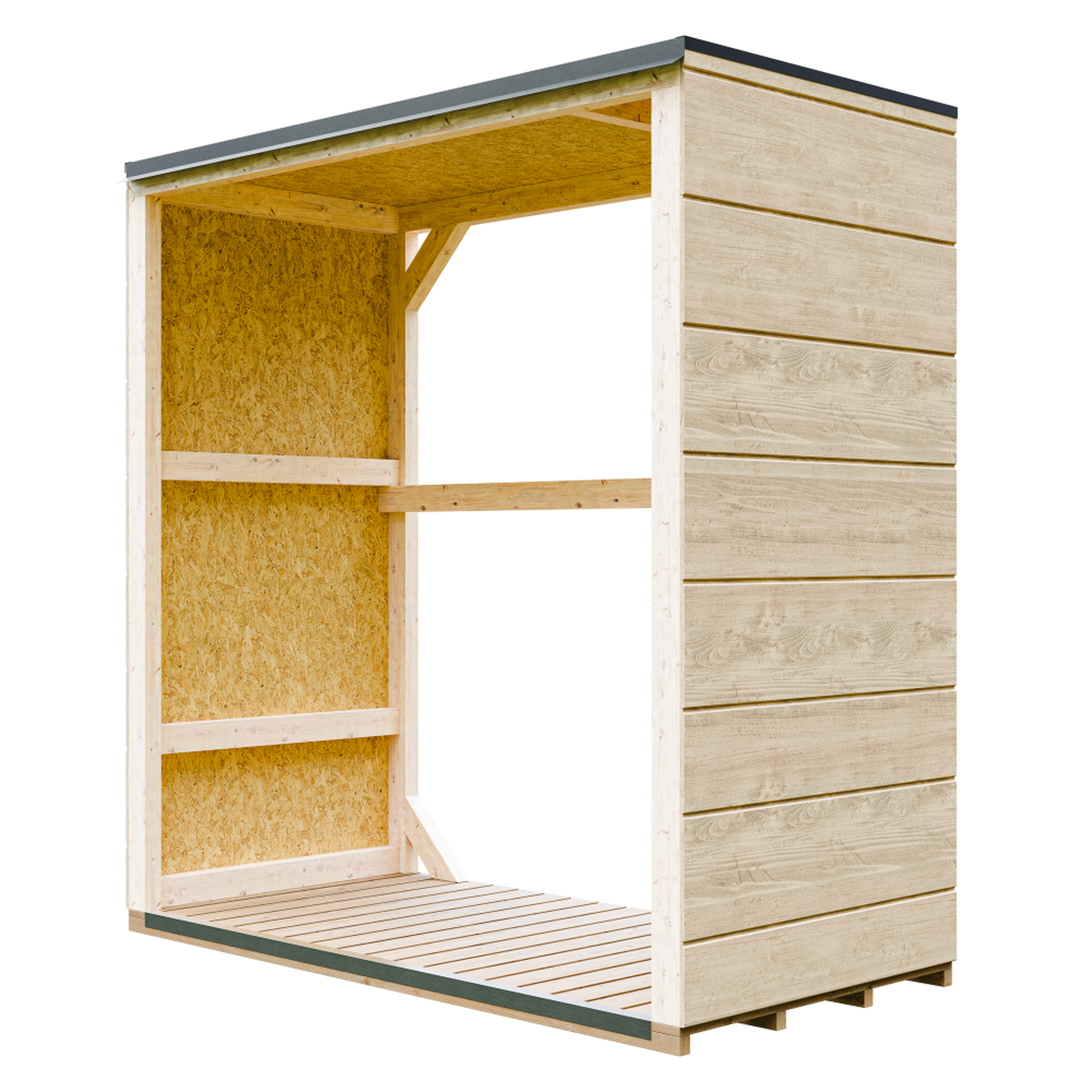 TIMBELA Abri à bûches, bois extérieur 1,14 m² Abri à bois extérieur M980-1. Coloris disponibles : Jaune, Gris, Beige, Marron, Rouge