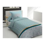 HOME LINGE PASSION Parure de couette 140x200 cm HOME LINGE PASSION LOUXOR : Housse de couette + 1 taie d'oreiller - 100% Coton 57 Fils - Vert émer