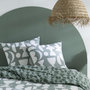 Voir la diapositive 3 : FUTURE HOME Parure de lit 2 personnes en coton 57 fils imprimé vert