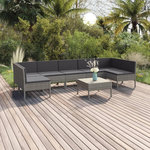 VIDAXL Salon de jardin 8 pcs avec coussins resine tressee gris