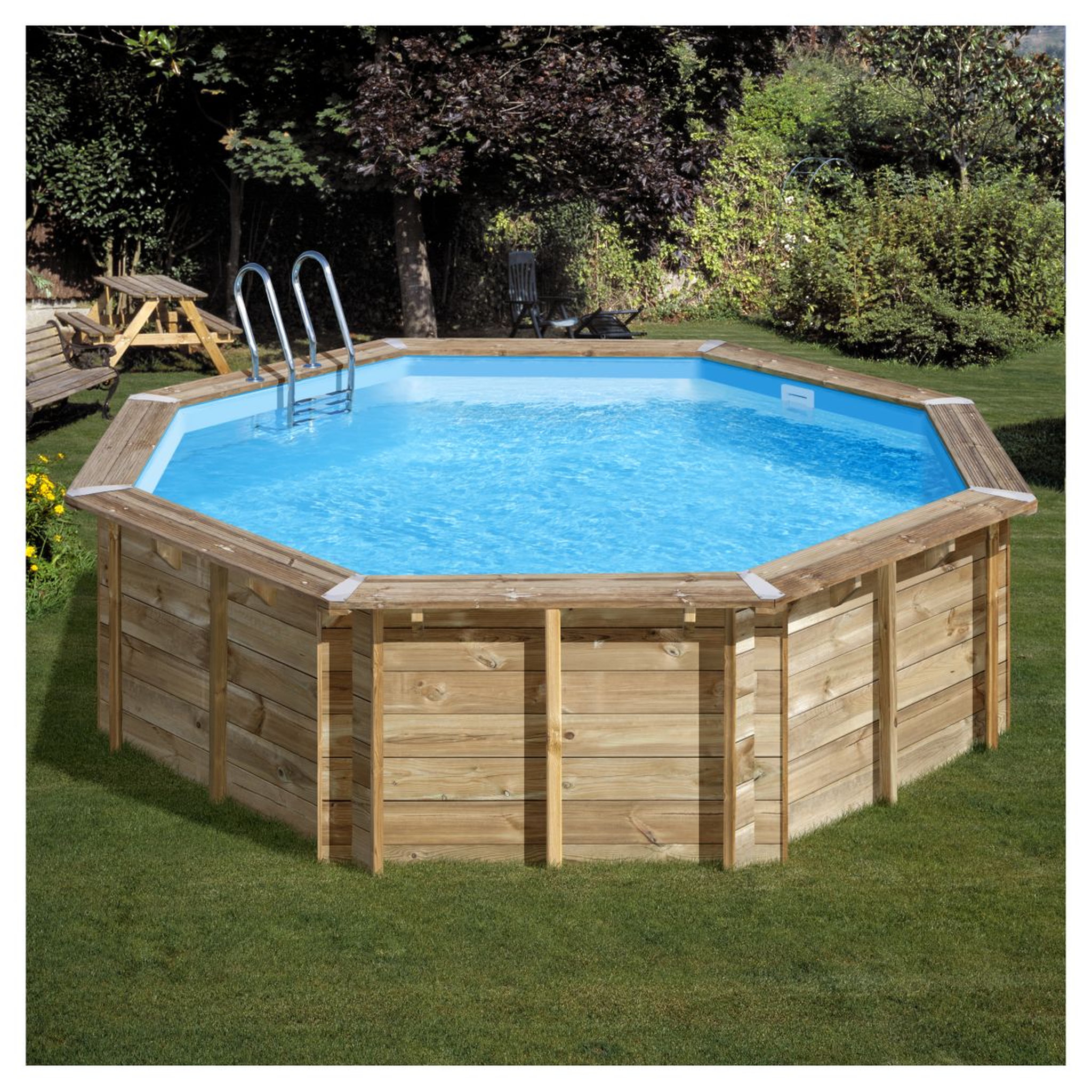 Voir la diapositive 1 : SUNBAY Piscine hors sol bois octogonale - 5 x 1,27 m - VIOLETTE 2
