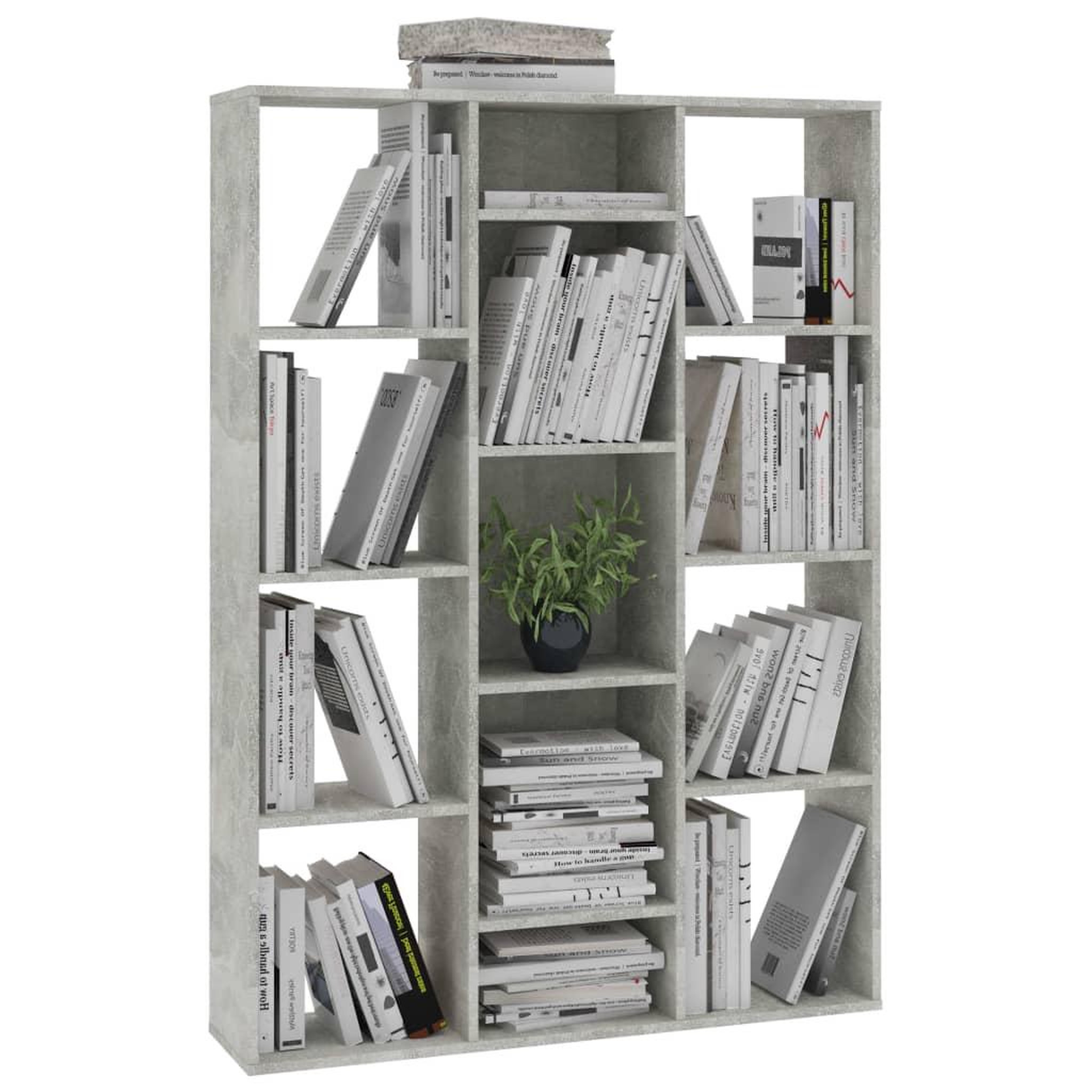 Voir la diapositive 4 : VIDAXL Separateur de piece/Bibliotheque Gris beton Bois d'ingenierie