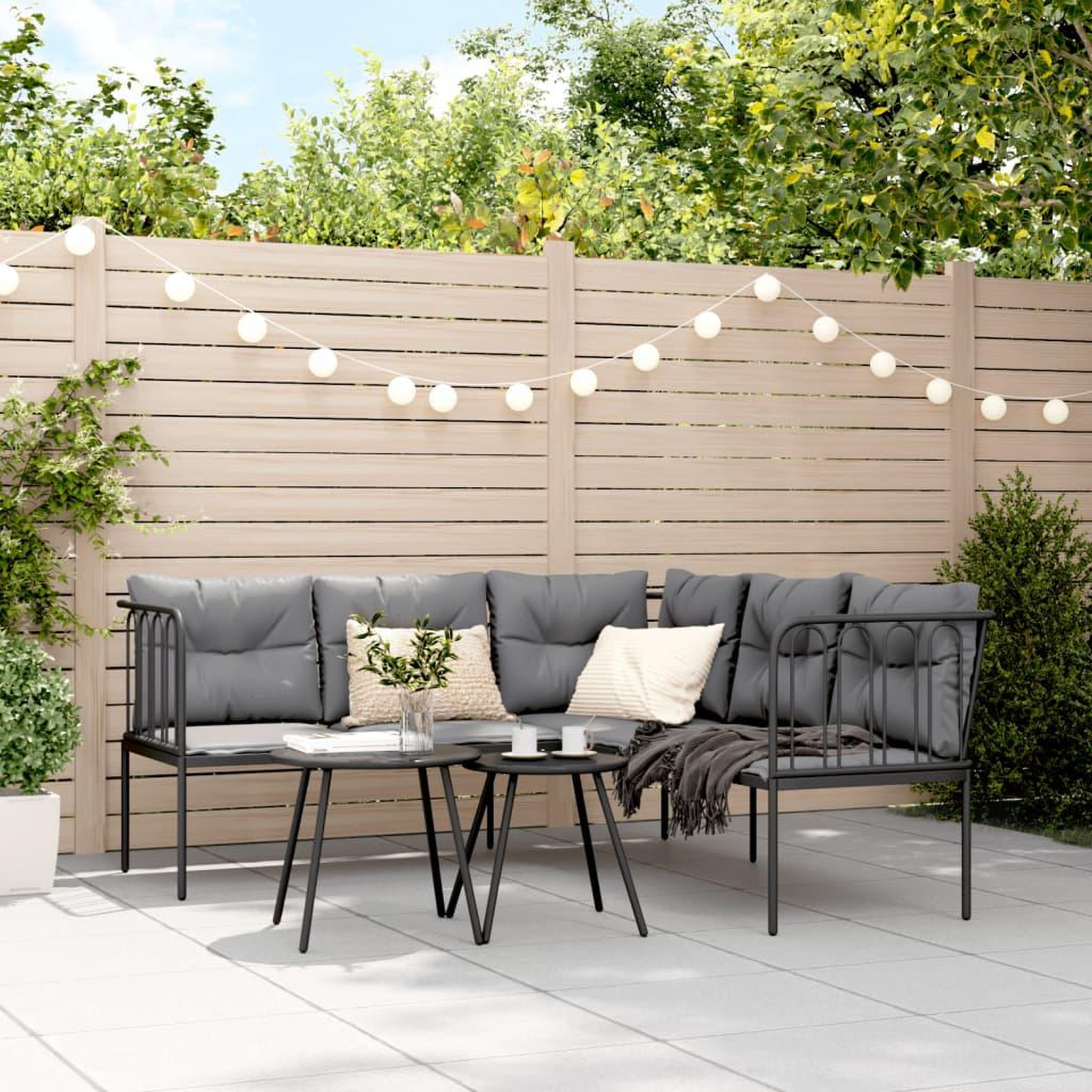 Voir la diapositive 3 : VIDAXL Ensemble de canapes de jardin et coussins noir acier textilene