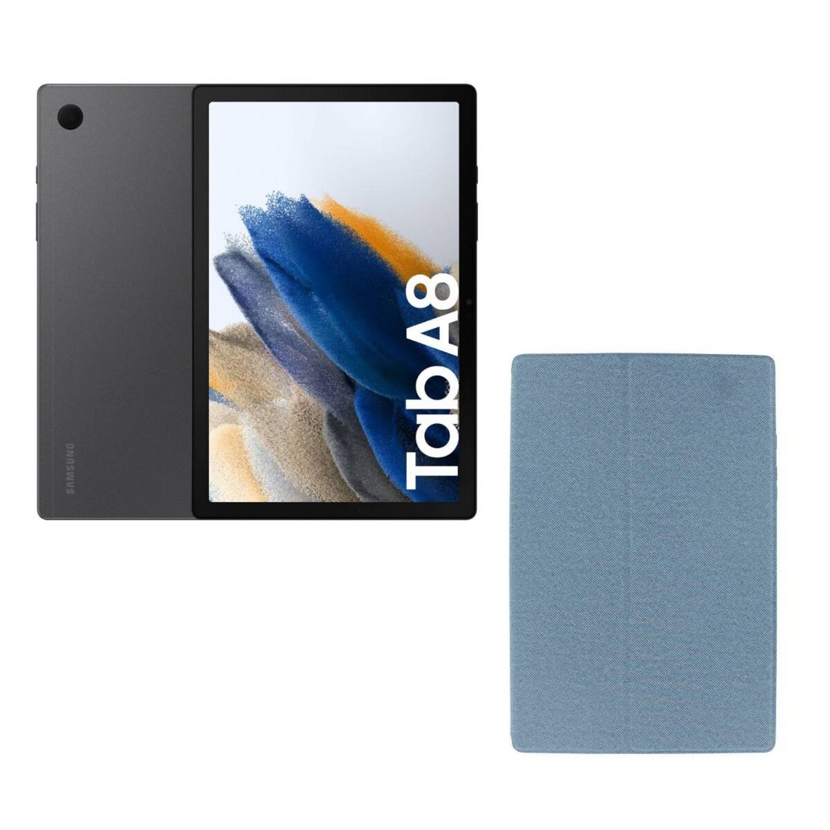 SAMSUNG Tablette GALAXY TAB A8 10.5 64GO ANTHR - Gris + Protection tablette  PROT TAB A8 10.5 - Bleu pas cher 
