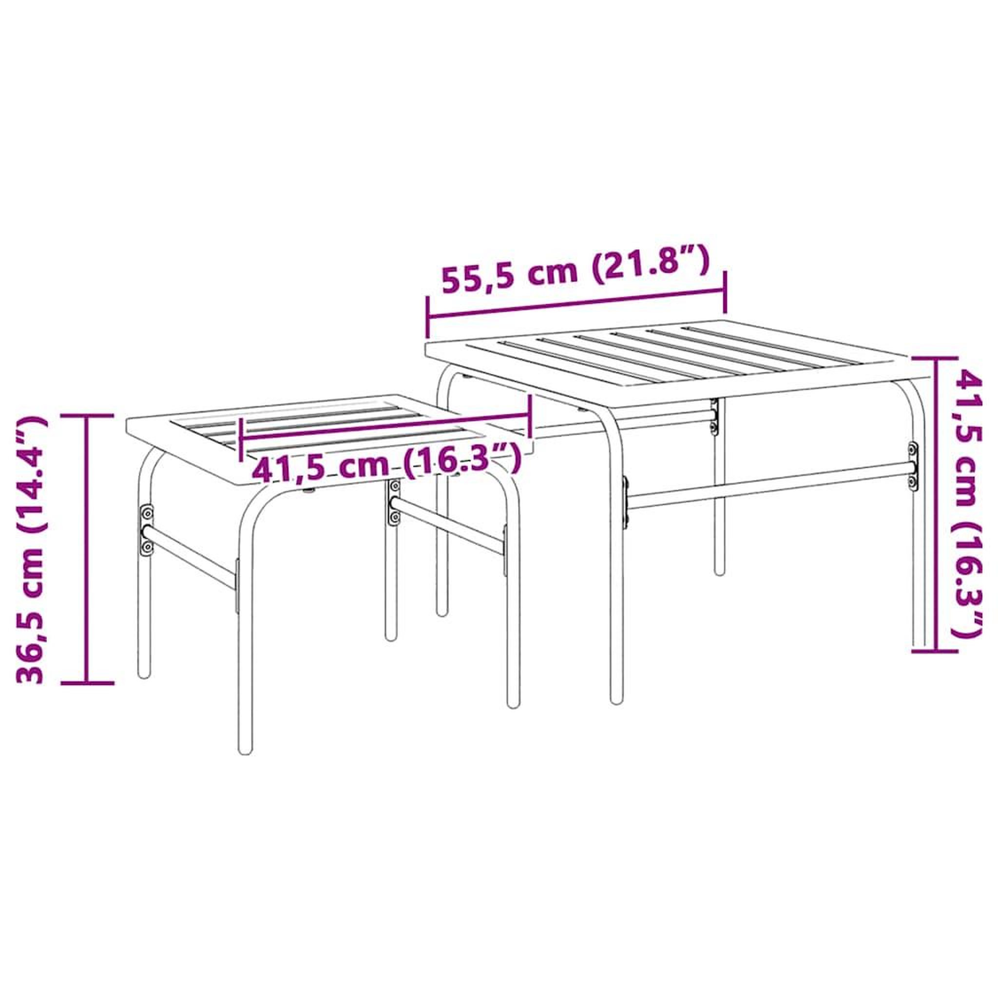 Voir la diapositive 6 : VIDAXL Tables basses gigognes de jardin 2 pcs marron et noir acier