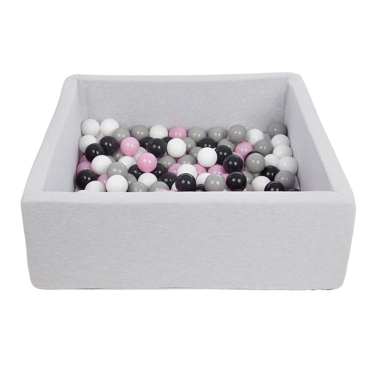  Piscine à balles pour enfant,: 90x90 cm, Aire de jeu + 150 balles noir,blanc,rose clair,gris