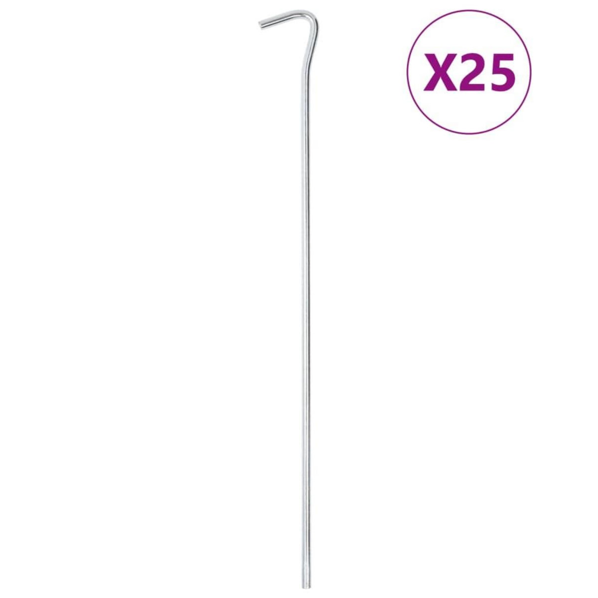 VIDAXL Piquets de tente 25 pcs 30 cm Ø7 mm acier galvanise
