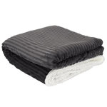 Paris Prix Plaid Flanelle Côtelé  Sherpa  180x220cm Gris