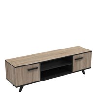 NOUVOMEUBLE Petit meuble TV 120 cm contemporain chêne clair ELMA 3, sans  éclairage pas cher 