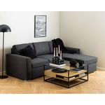 LISA DESIGN Parker - table basse - effet bois, verre et métal noir - 80 cm. Coloris disponibles : Marron