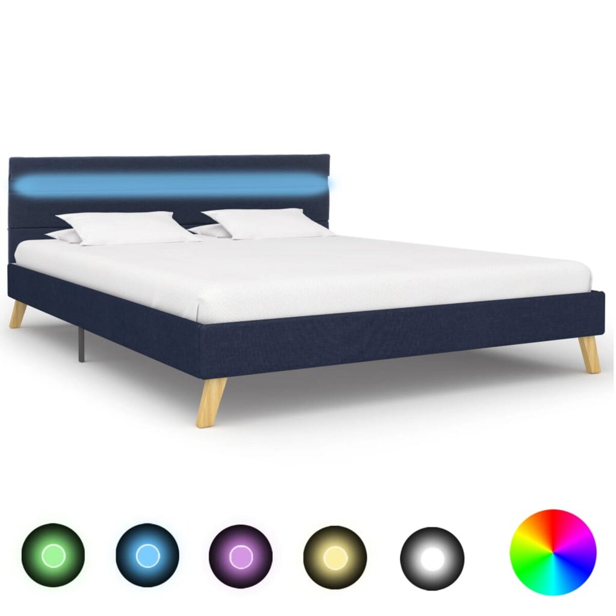 VIDAXL Cadre de lit avec LED Bleu Tissu 140 x 200 cm