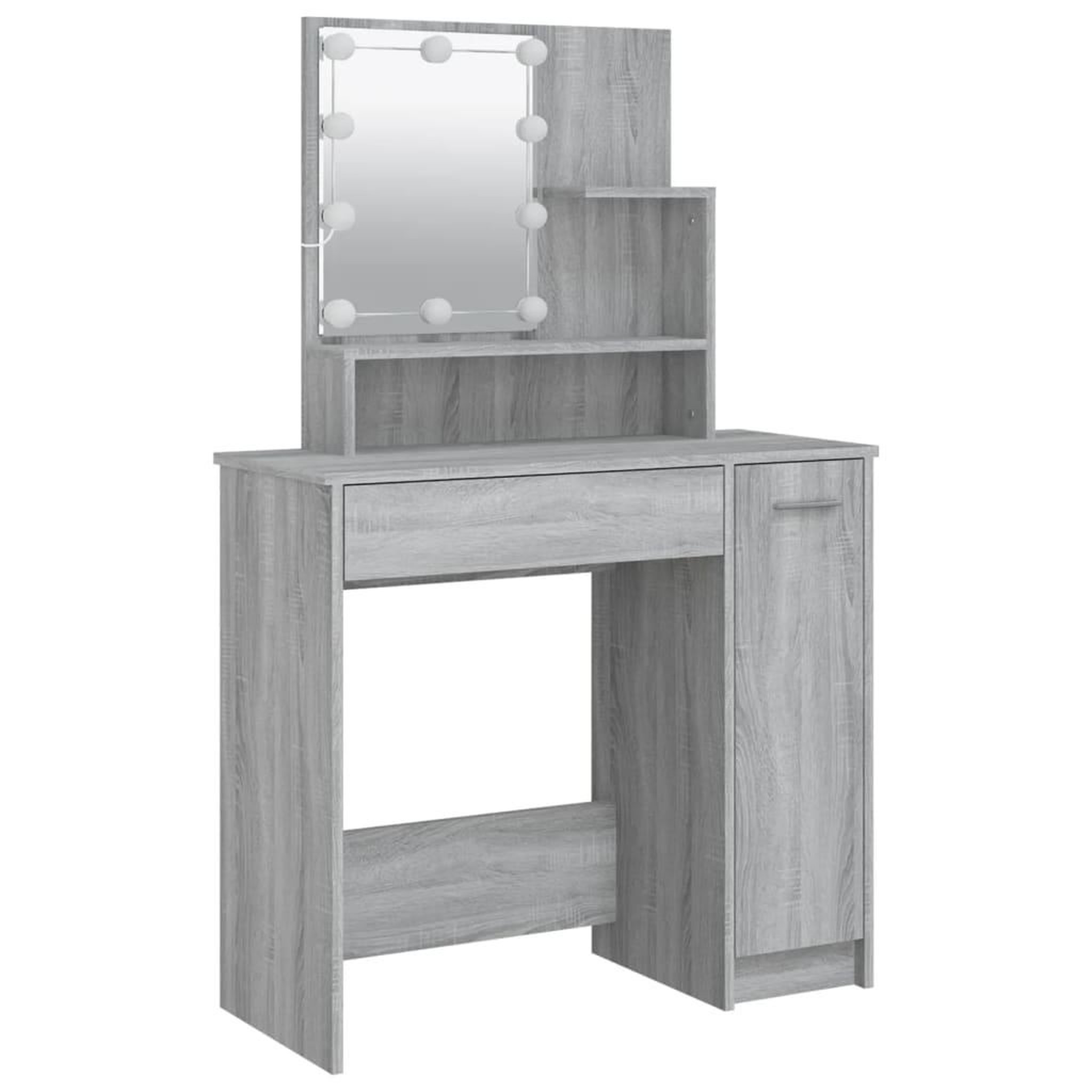 Voir la diapositive 3 : VIDAXL Coiffeuse avec LED Sonoma gris 86,5x35x136 cm