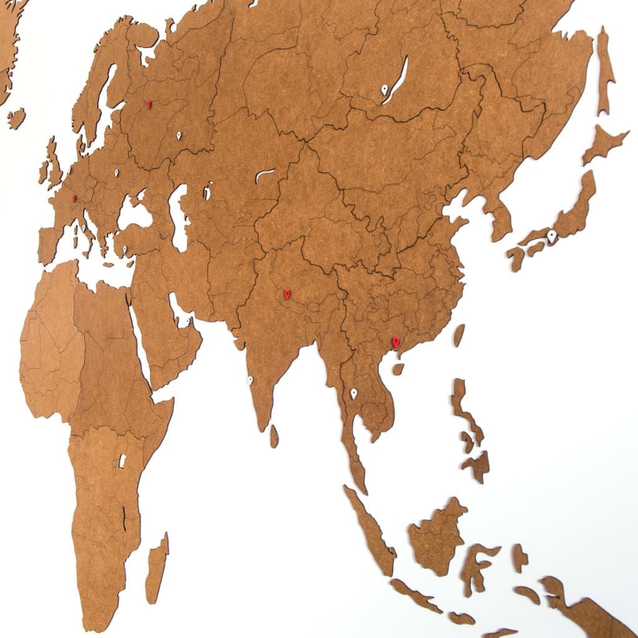 Voir la diapositive 5 : MiMi Innovations MiMi Innovations Decoration carte du monde mural Bois Marron 280x170cm