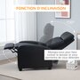 HOMCOM Fauteuil de relaxation et massage inclinaison dossier repose-pied réglable revêtement synthétique noir