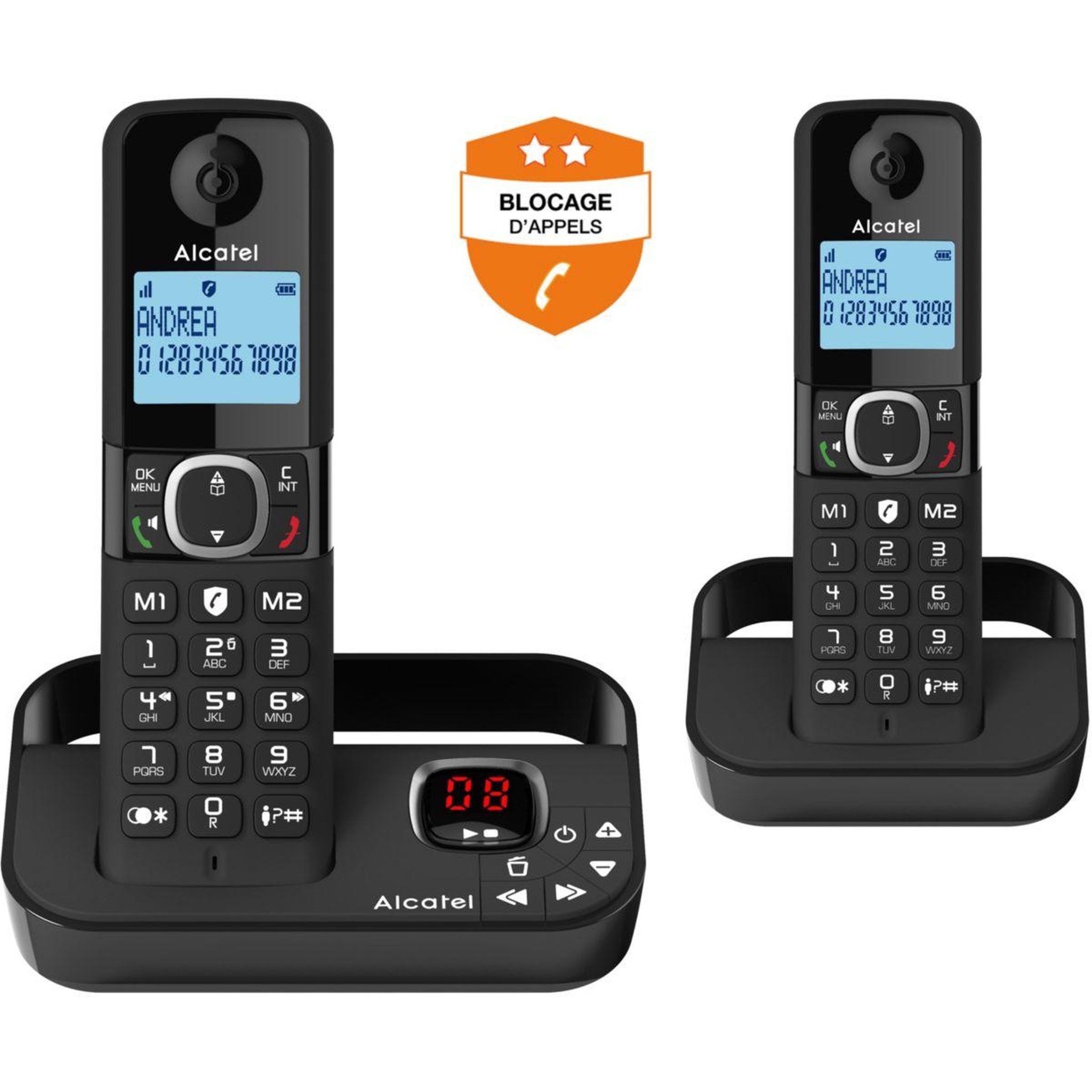 Voir la diapositive 2 : Alcatel Téléphone sans fil F860 Voice Duo Noir