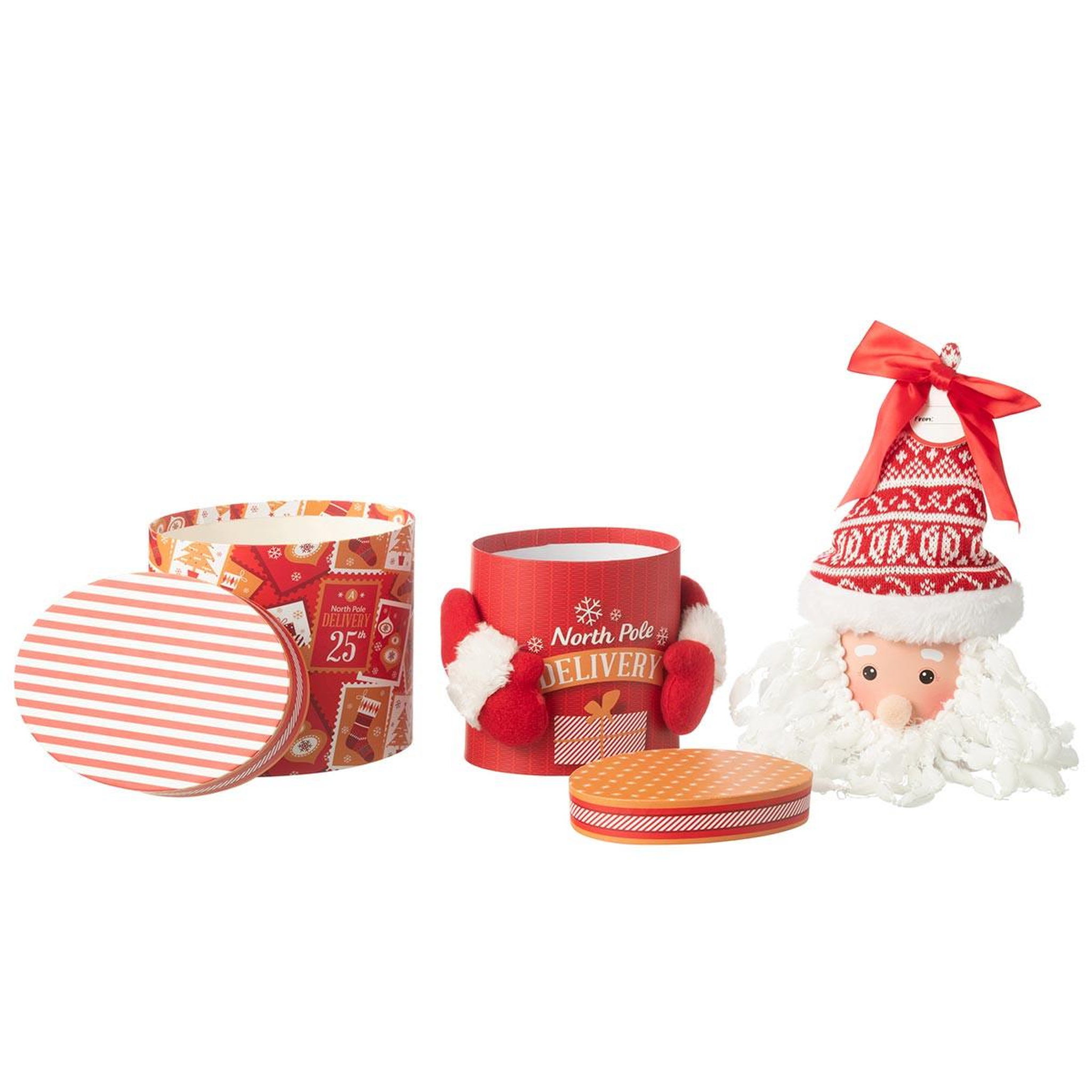 Voir la diapositive 4 : J-LINE Boîte cadeau père noël  delivery  47cm rouge